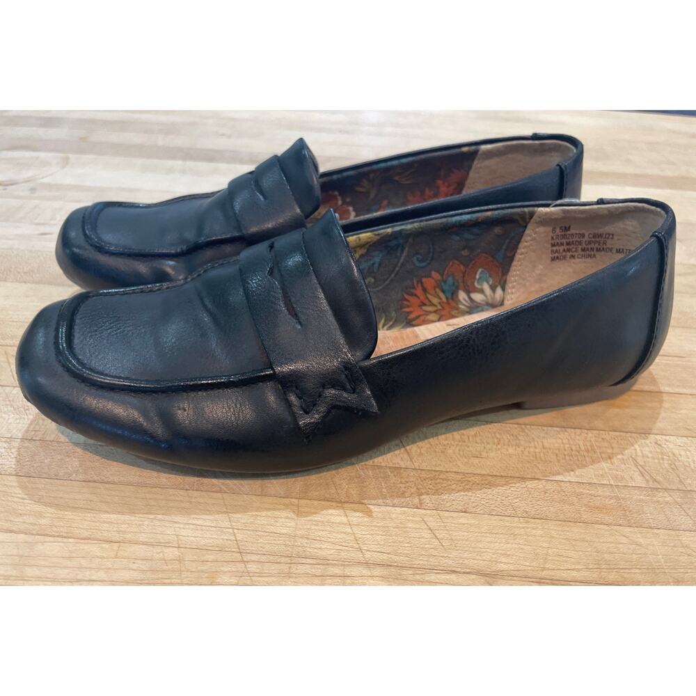 Korks Womens Posie Penny Loafer Shoe Size 6.5 Black Preppy Academia Easy Comfort